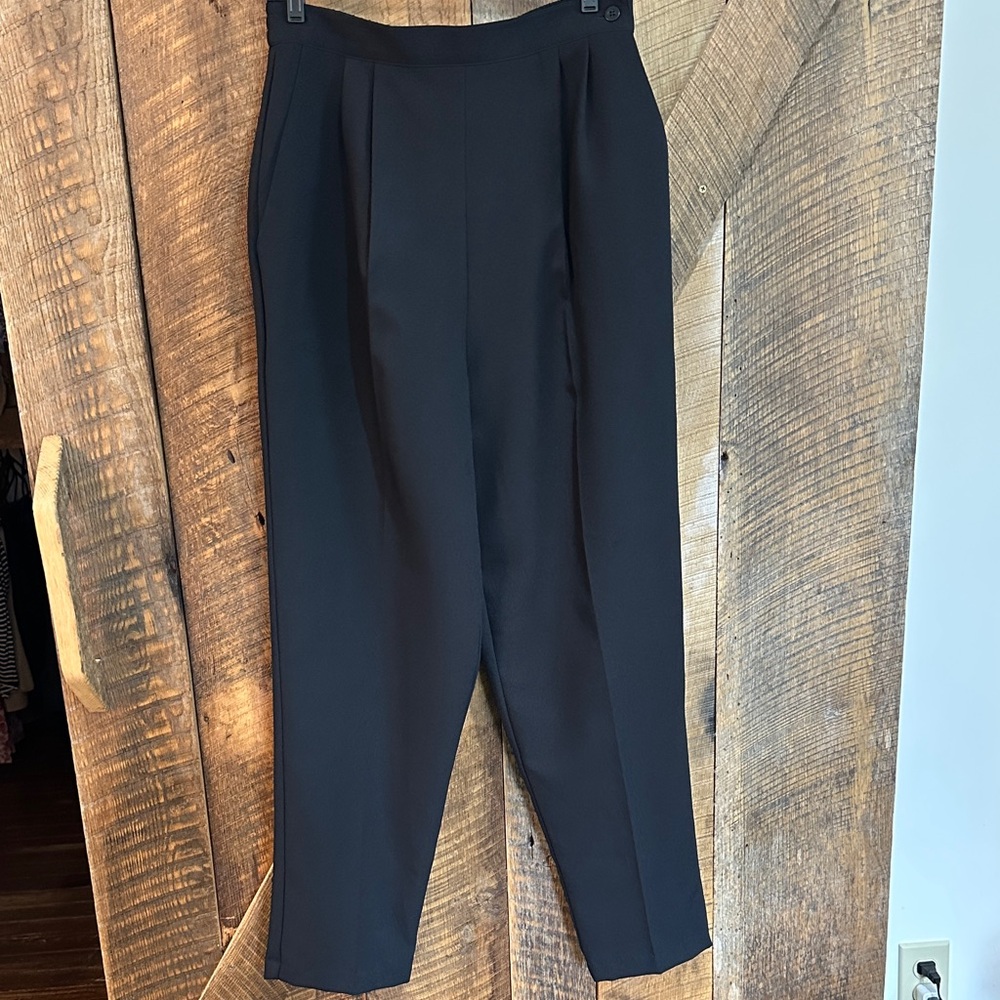 Vintage Kathie Lee Black Dress Pants W/Elastic waistband Size 14 Tall